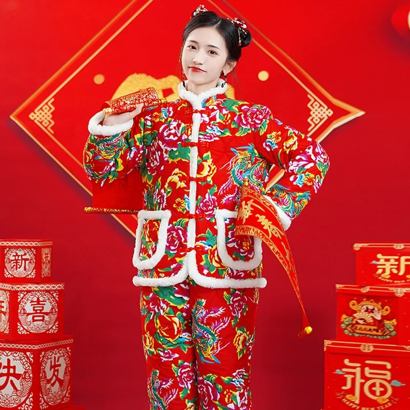 Пальто Северо-восточное с большими цветами хлопковое женская зимняя новая