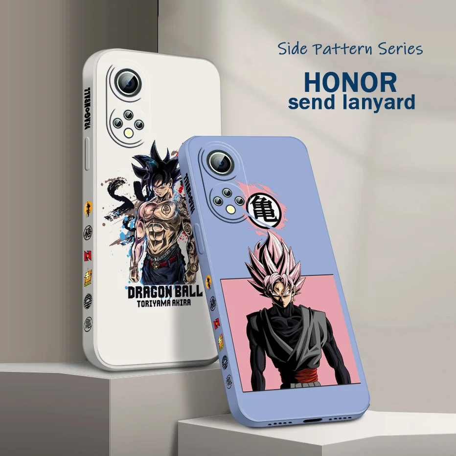 

Trendy Saiyan Dragon Ball Phone Case For Huawei Honor 60 SE 50 30S 20 20E 10X 10i 9X 9C 9S 8A Liquid Left Rope Funda Cover