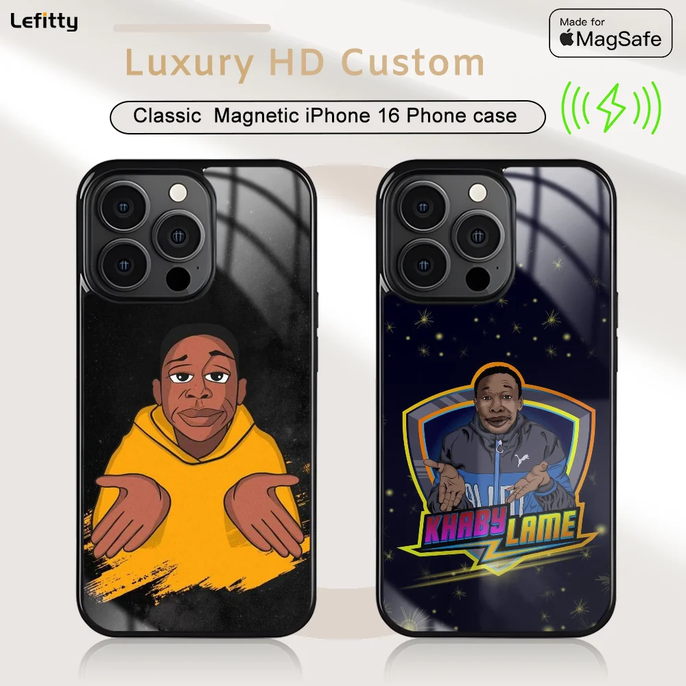 Популярный чехол для телефона k-Khaby L-Lame lebrity iPhone 16 15 14 13 12 11 Pro Max Plus Mini магнитный