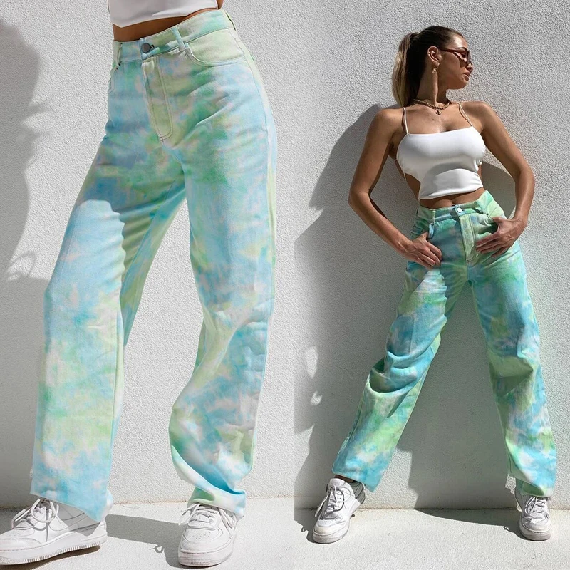 Прямые брюки потертые джинсы джинсовые обычные женские в стиле хип-хоп