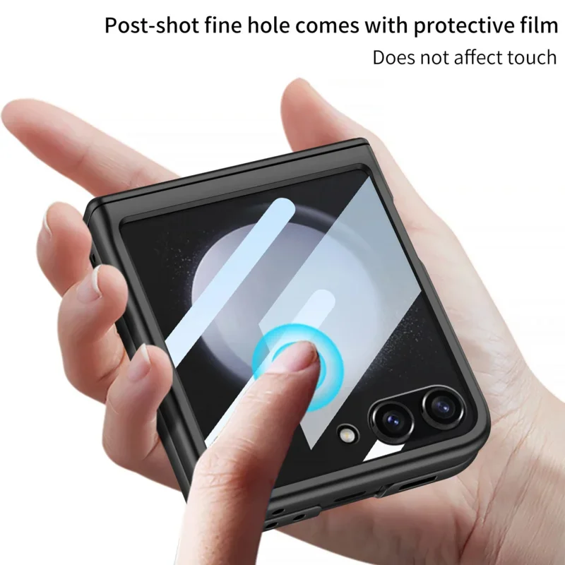 Фото Чехол для Samsung Galaxy Z Flip 6, магнитный шарнир, все включено, противоударная задняя стеклянная пленка, матовая крышка для Galaxy Z flip7 6 5, чехол №2