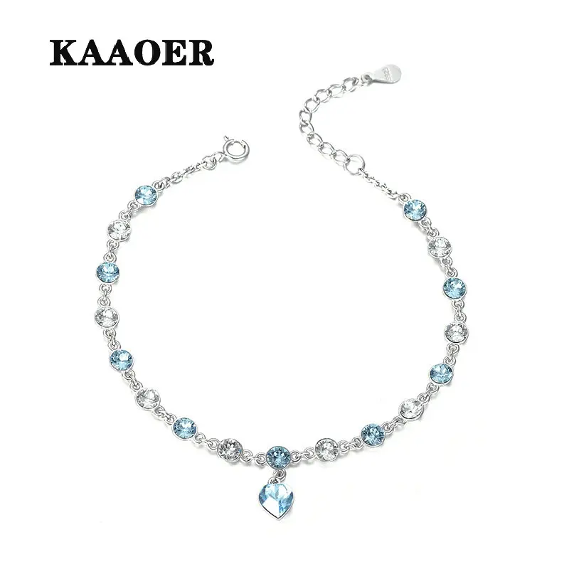 

KAAOER 2022 NEW 100% S925 New high-end noble use of high-end elements mixed white and blue crystal trend bracelet wholesale