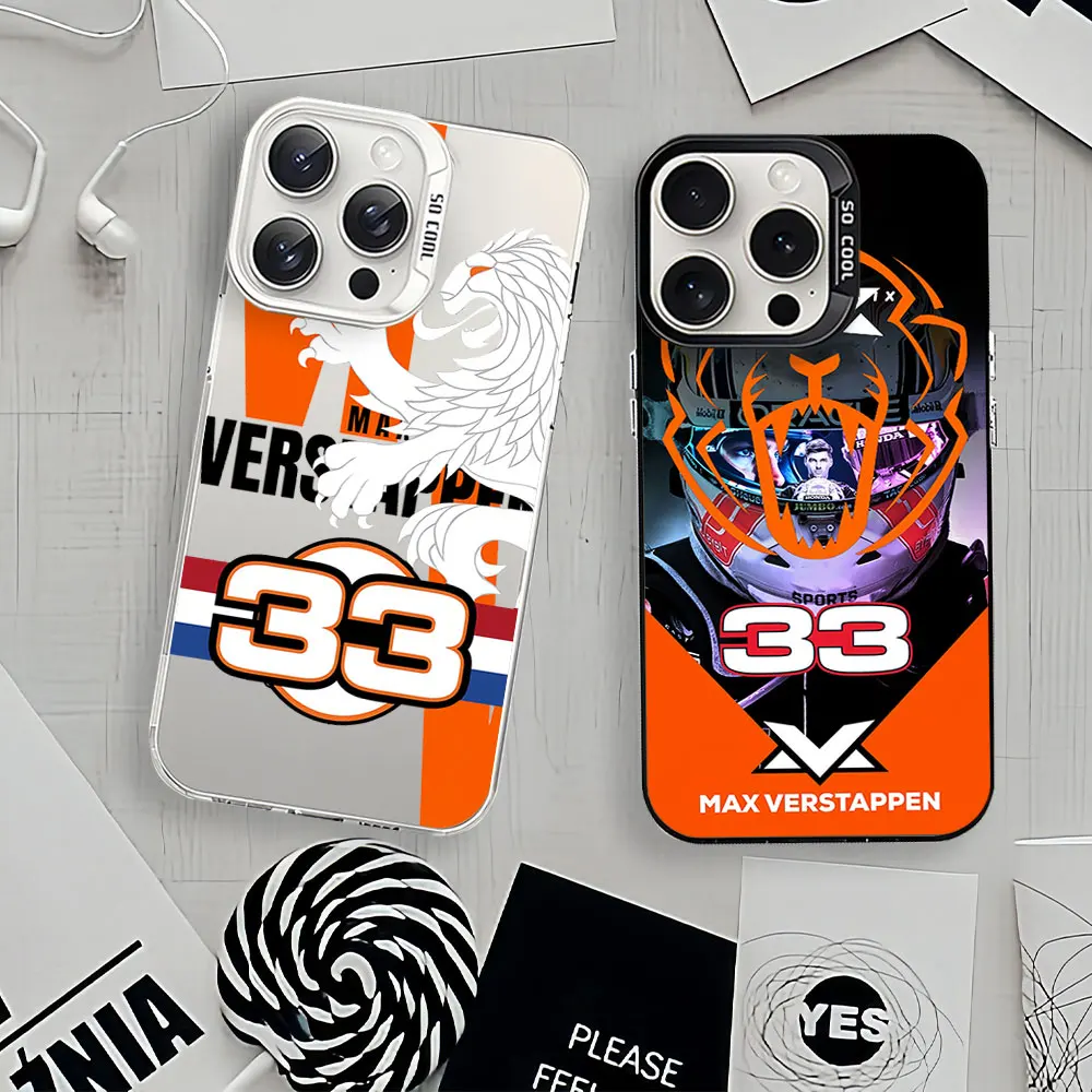 COOL 33 For iPhone 11 12 13 14 15 16 Pro Max Plus Black White Shockproof Laser IMD Phone Case F1 Formula 1 M-Max V-Verstappen