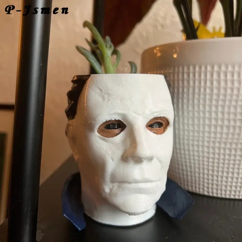 P-jsmen Halloween Michael Mayer Potted Plants Decorate Flowerpot Craft Resin Casting Molds Succulent Plant Pot DIY Tool Gifts