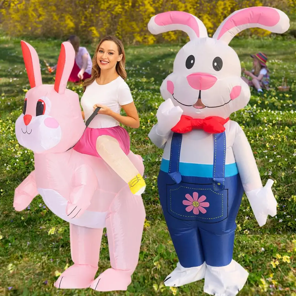 

1 Set Rabbit Inflatable Costume Leak-proof Waterproof Dirt-resistant Anti-Tear Foldable Rabbit Cosplay Suit for Party