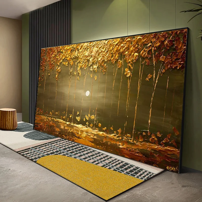 

Абстрактное искусство, Осенний пейзаж, плакаты, желтые опавшие листья, картина маслом, печать на холсте, Скандинавская Настенная картина дл...