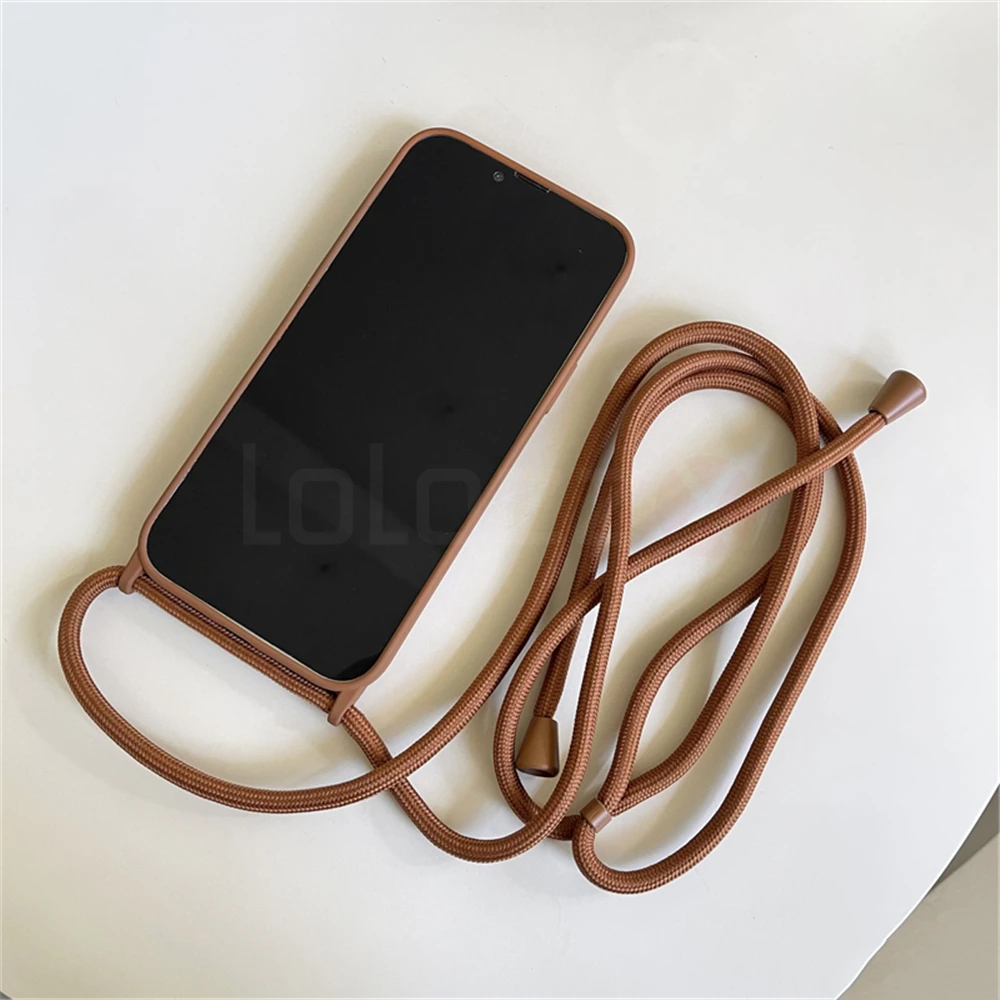 Флуоресцентный силиконовый чехол со шнурком для iPhone 14 13 12 11 Pro Max Mini X XR XS 7 8 Plus SE