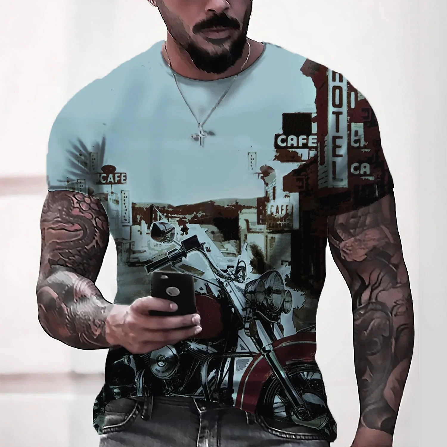

Men's T shirt Letter 3D Graphic Prints Round Neck 3D Print 66 Road Daily Holiday Short Sleeve Clothing Apparel Designer Casual