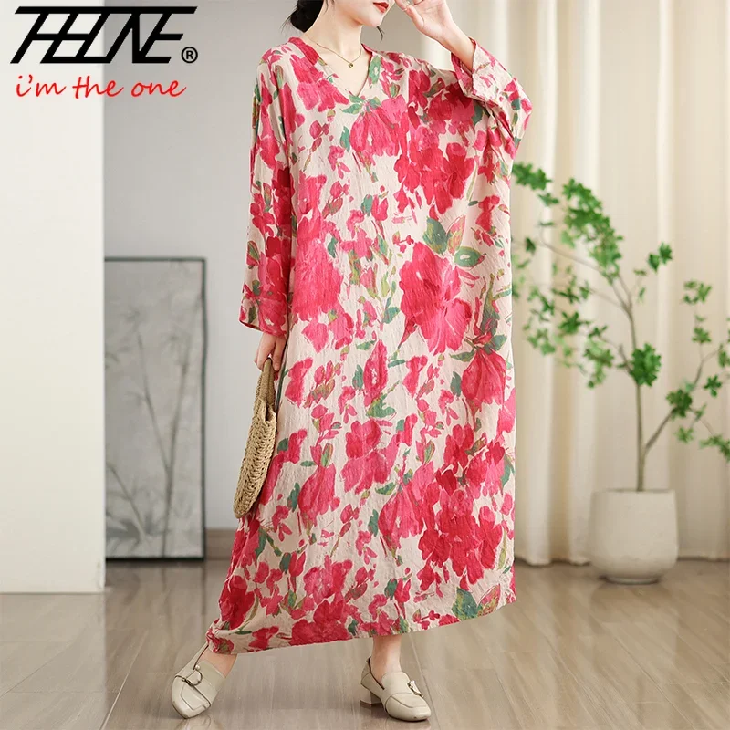 THHONE Новое весенне-летнее платье для женщин 2025 года винтажное свободное с