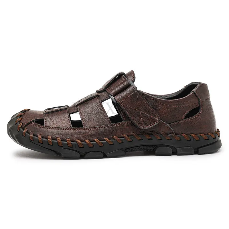 

Summer Genuine Leather Roman Men's Sandals Business Casual Shoes Outdoor Beach Wading Slippers Men's Shoes Big Size 38-48