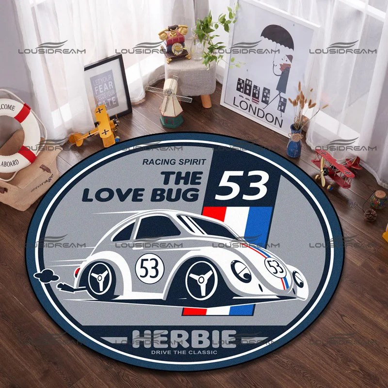 

Круглый фланелевый Автомобильный Ковер Herbie Beetle № 53, декоративные коврики для автомобиля, современные Домашние коврики для пола в гостиную, ...