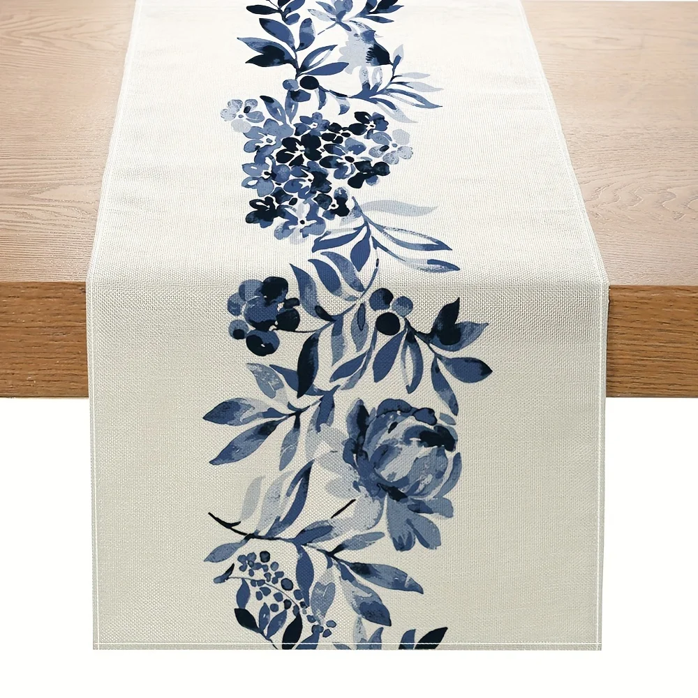 

Льняная скатерть-дорожка Boho Blue Flowers 150x33 см