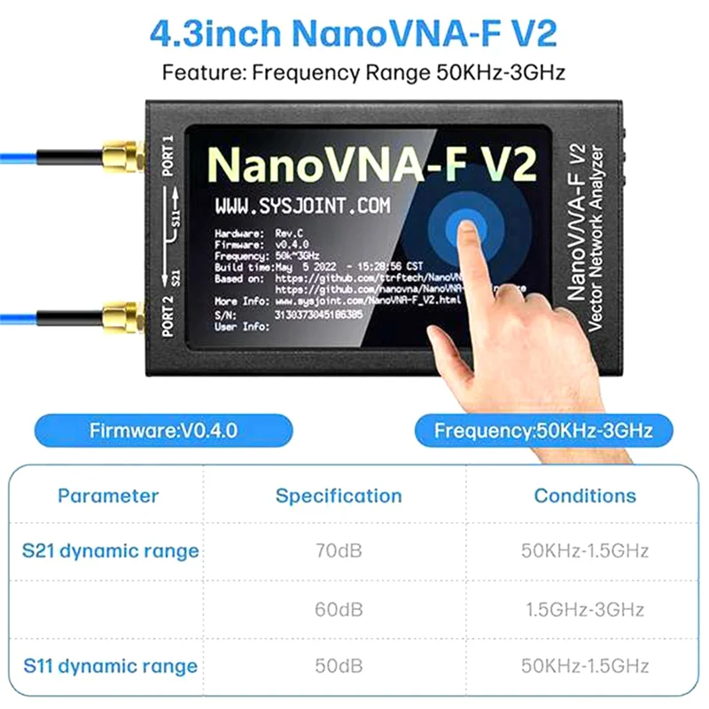 Векторный анализатор цепей NanoVNA-F V2 Антенный 50 кГц-3 ГГц HF VHF UHF VNA с измерением