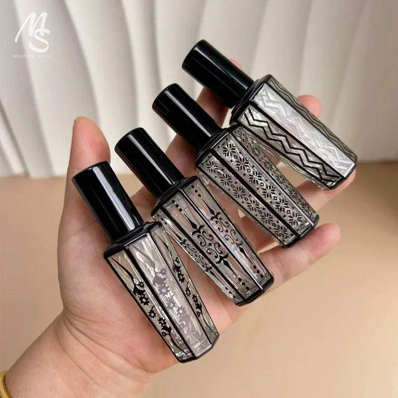 Стеклянный флакон-распылитель для духов 15 мл с уникальным черным узором