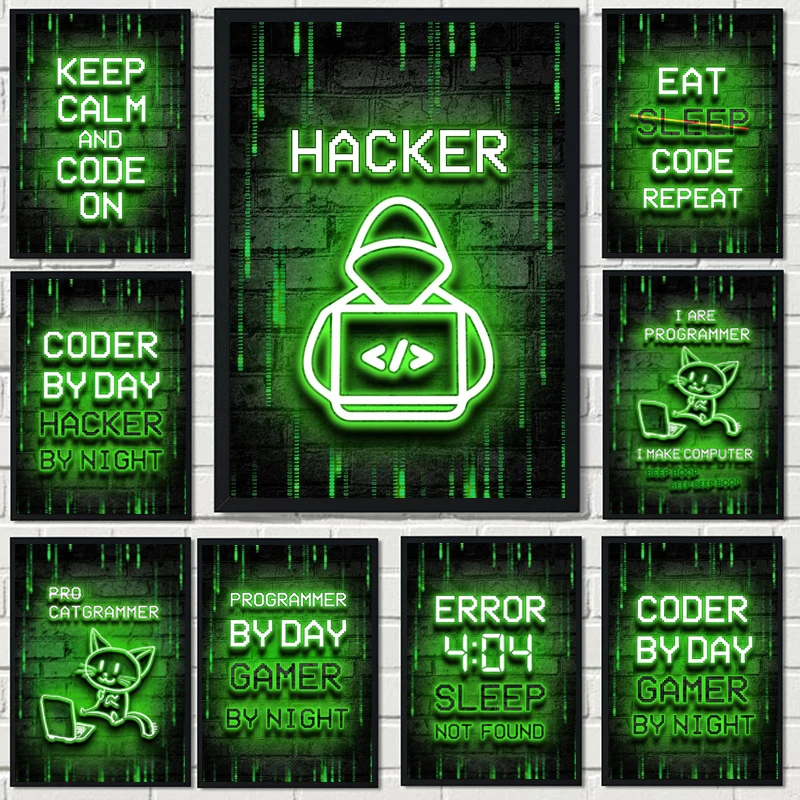 Абстрактный геймер программатор студия Картина на холсте плакаты и принты хакер