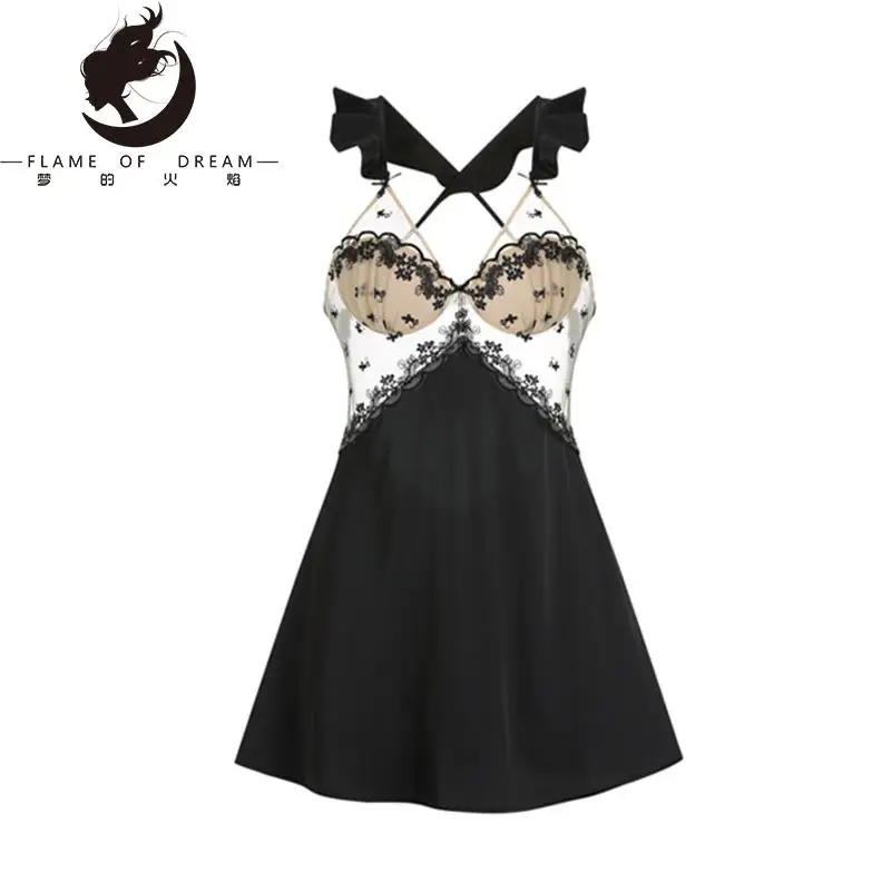 Flame Of Dream Sexy Satin Lace Sleepwear Women's Home Clothes Nightdress 22893