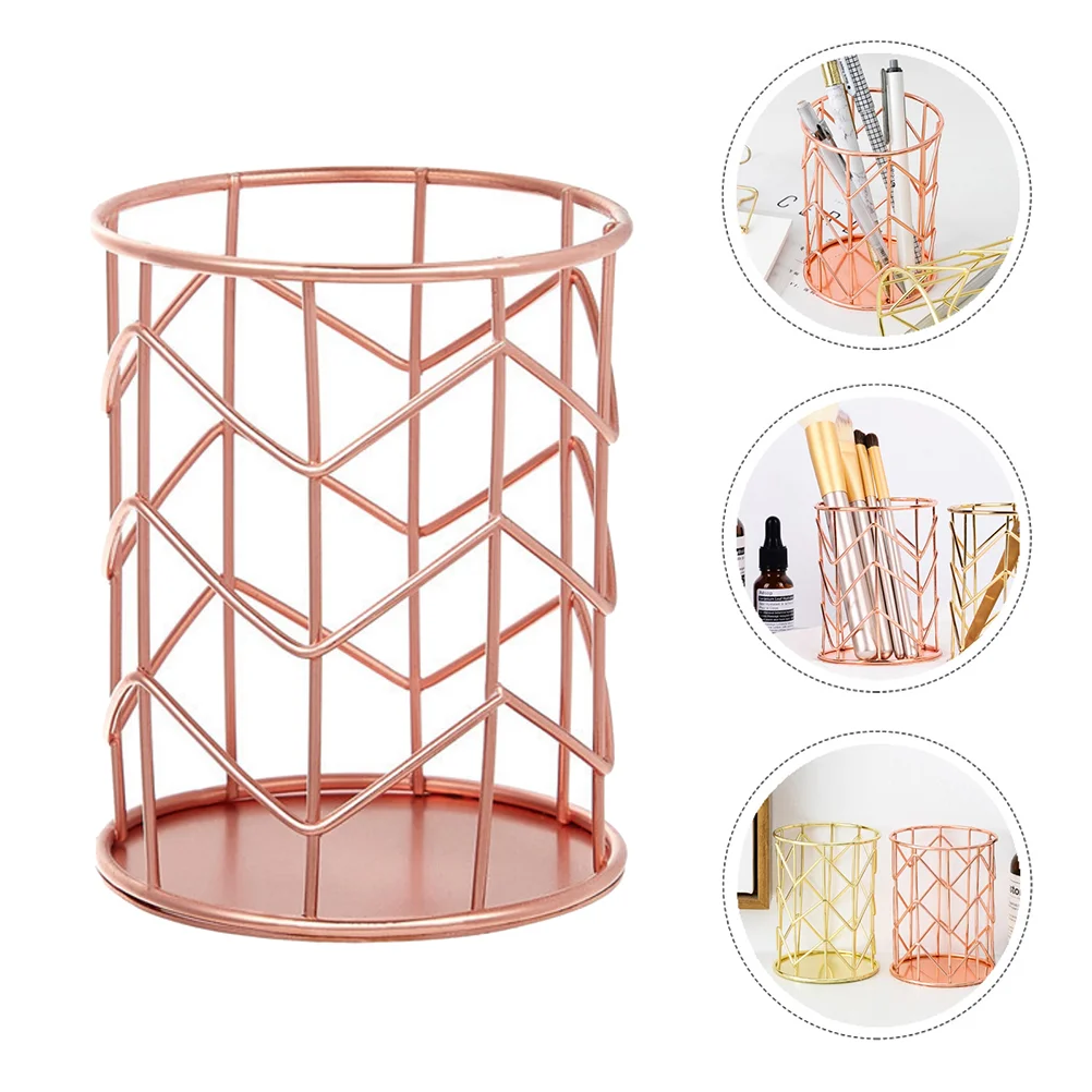 

Wrought Iron Storage Tube Metal Container Pen Holder Desktop Simple Organizer Wire Tabletop Office Durable Stationery