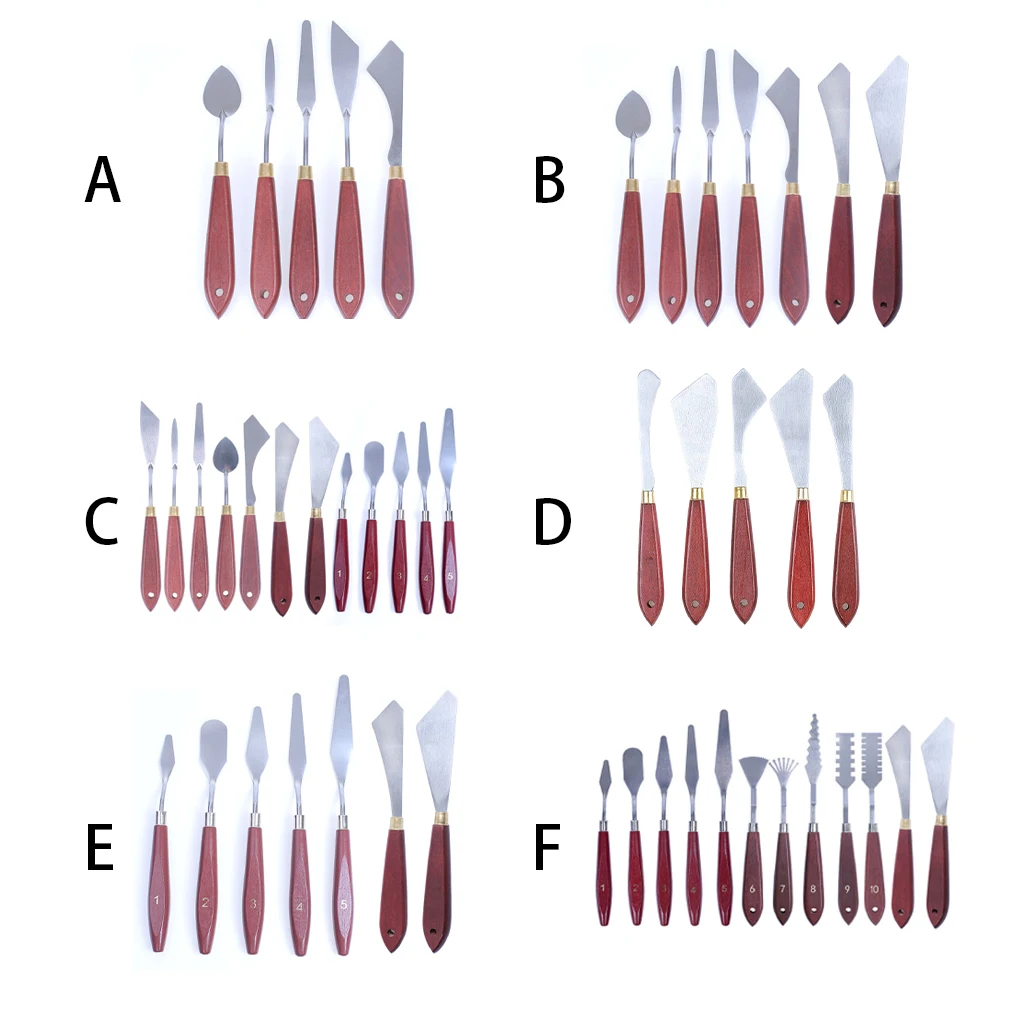 

Painting Mixing Scraper Stainless Steel Reliable Art Spatula Smoothing Palette Slicer Drawing Accessory 12pcs style B