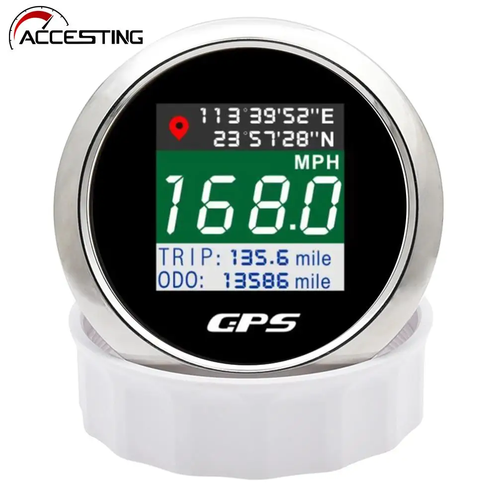 

New 52mm/85mm TFT Screen Speed Gauge Digital GPS Speedometer Mph Knot Km/h GPS Antenna For Motorcycle Marine Boat Car 12V 24V