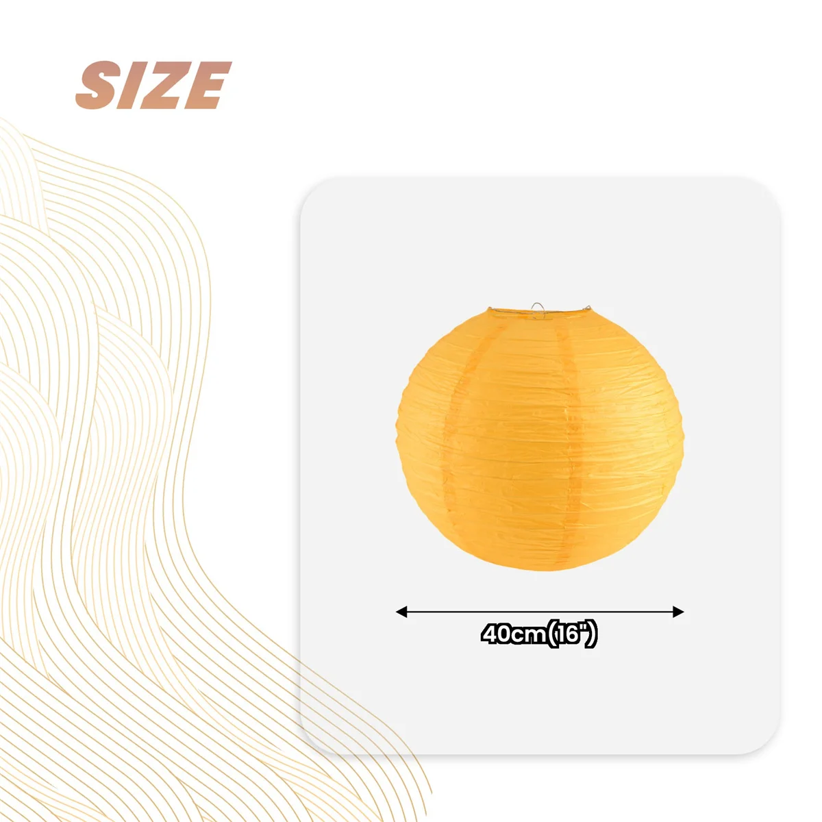 1 х китайский японский бумажный фонарь для свадьбы 40 см (16 дюймов) темно-желтый
