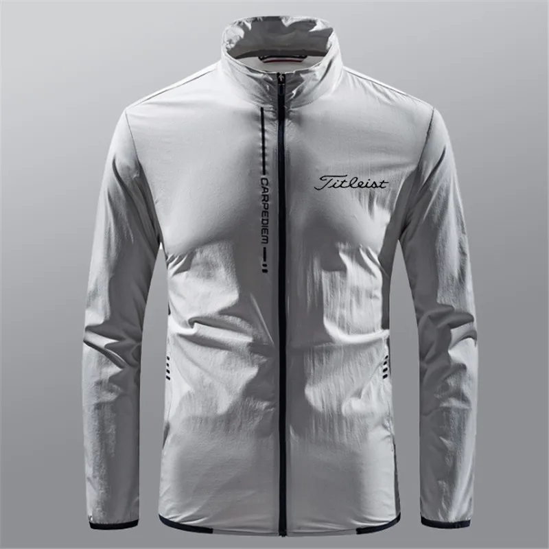 

Men's Summer Thin Golf Jackets Trendy Casual Hooded Trench Jackets 2022 Luxury Brands Zip Bomber Jackets Sports Jackets