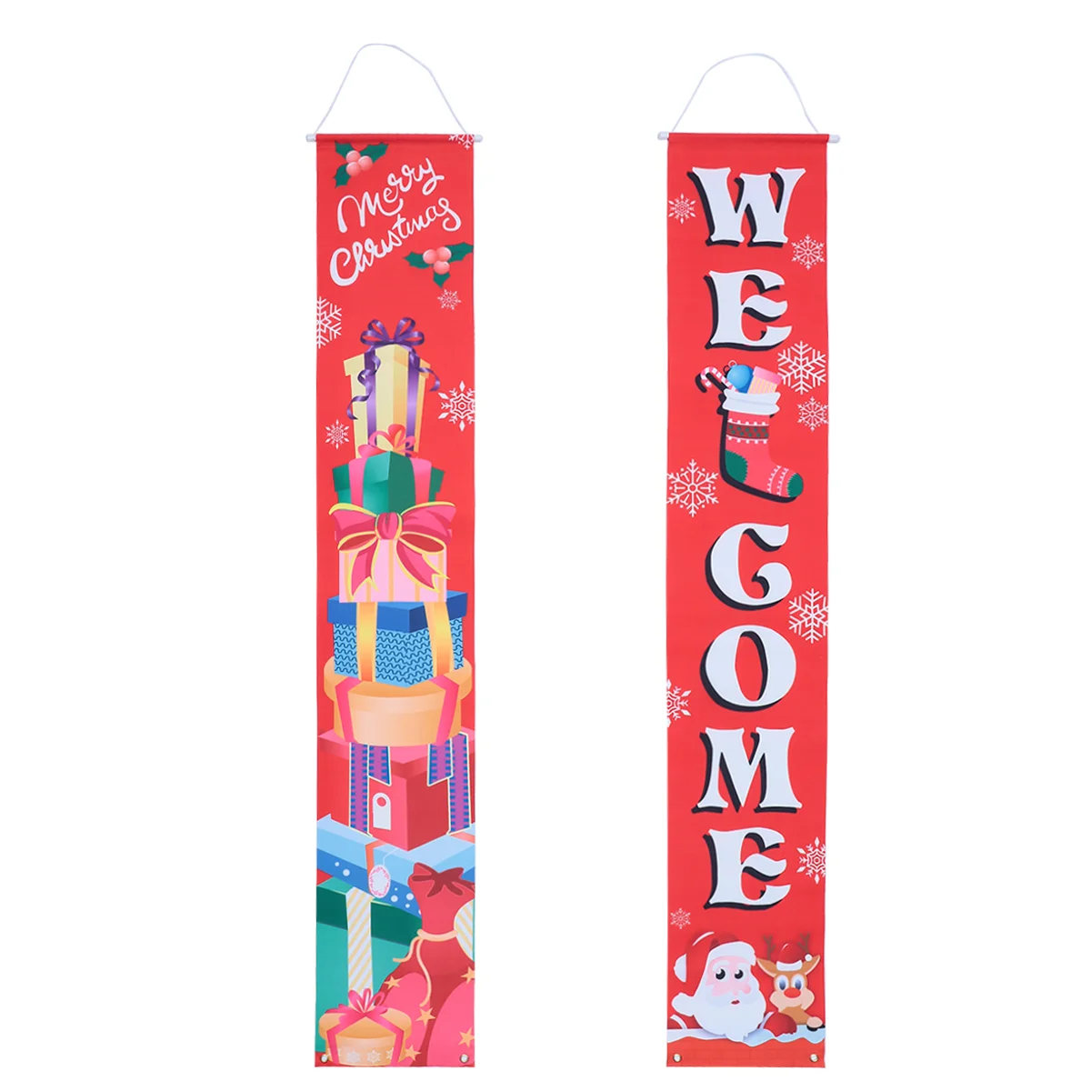 

1 Pair Christmas Front Door Banner Reusable Door Decoration for Store Home