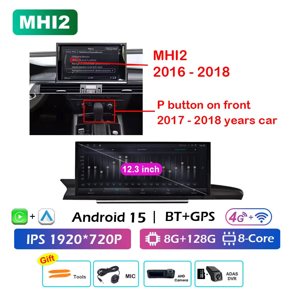 

Для Audi A6 C7 A7 2012 2013 2014 2015-2018 Автомобильный мультимедийный видеоплеер Интеллектуальная система Carplay Android 15 WIFI Аксессуары