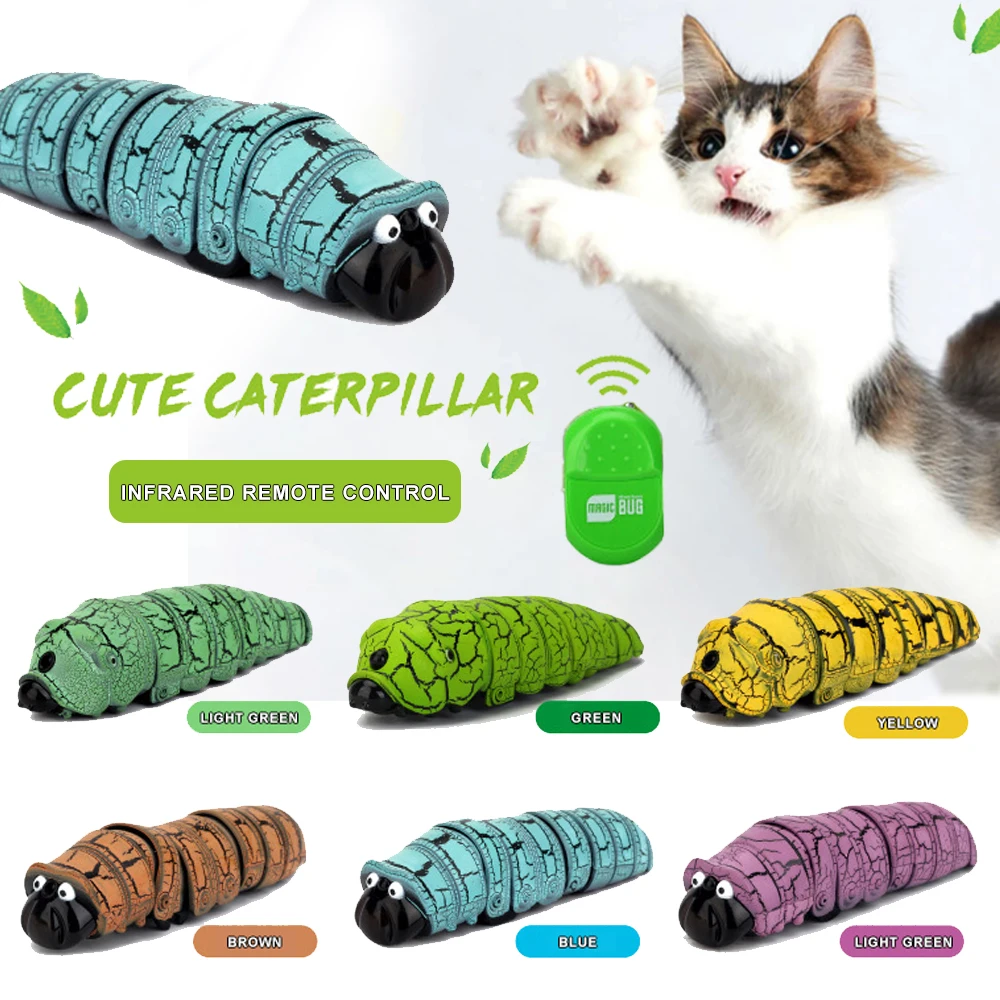 

RC Smart Sensing Caterpillar Cat Interactive Toys Infrared Remote Control Cat Teasering Toys Funny Trick Toys For Children Pet