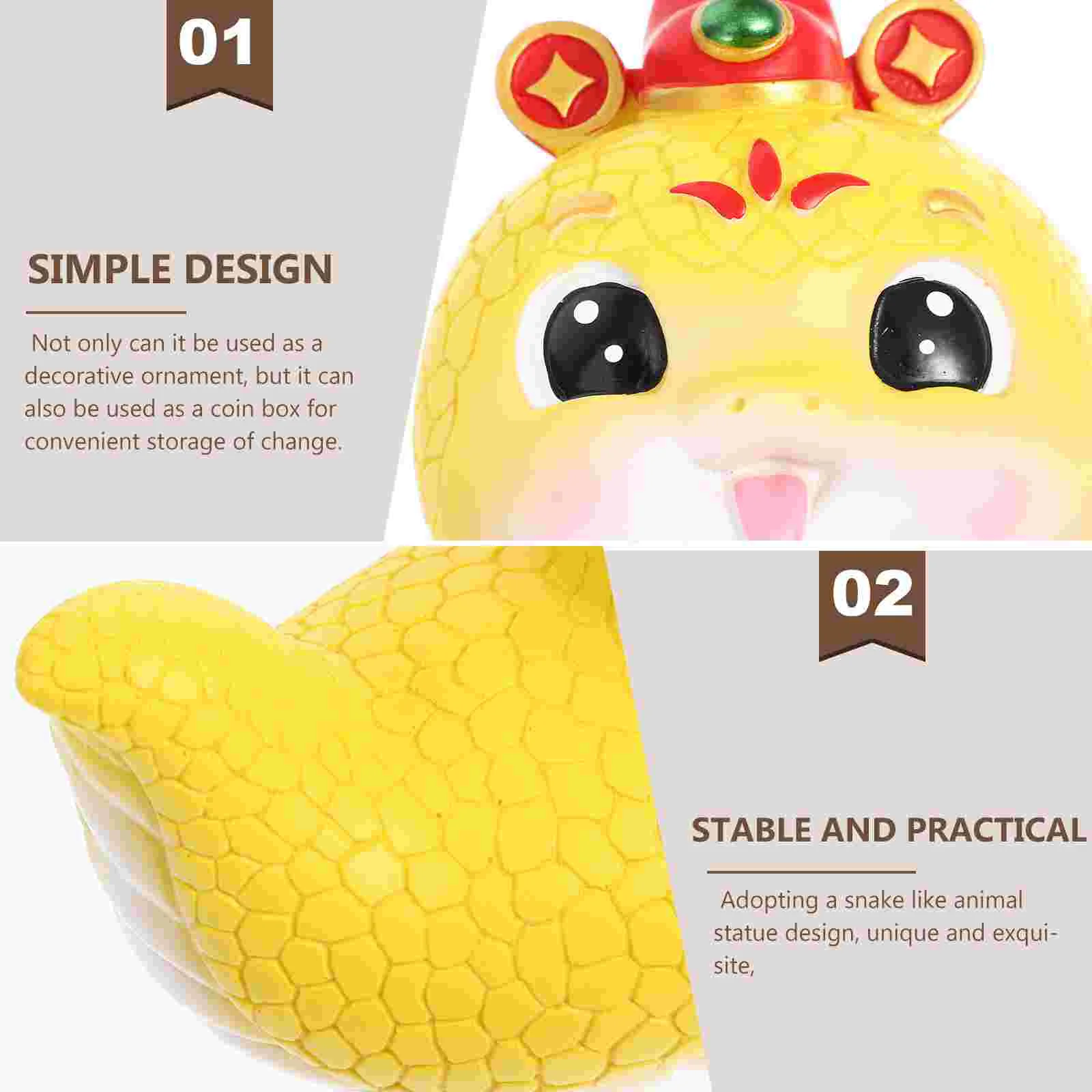 Смола Змея Копилка Удачи Китайский Новый год Банки монет для богатства Успех 2025