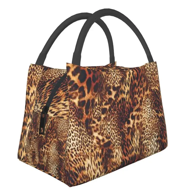 

Tiger Cheetah Texture Pattern Print Insulated Lunch Tote Bag for Women Animal Skin Portable Thermal Cooler Bento Box