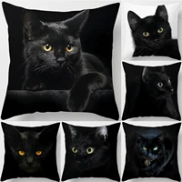 black cat print square pillowcase home decor car sofa cushion cover festive decor accessories ornament 45x45cm50x50cm