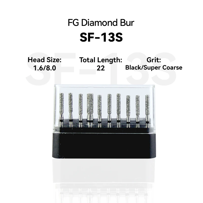 

1Set Dental Tools Clinic Products SF-13S 111-016S Diamond Bur FG High Speed 1.6/8.0 22.0 Black Super Coarse Medium Intra-oral