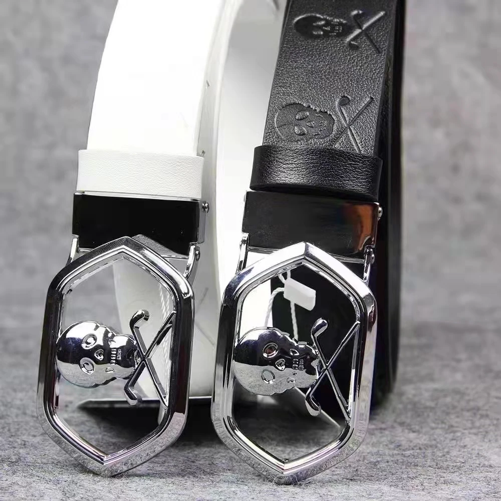 New Men's Golf Belt Korean Trend Fashion Alloy Automatic Buckle Belt Casual Versatile Leather Belt High Quality Golf Accessories