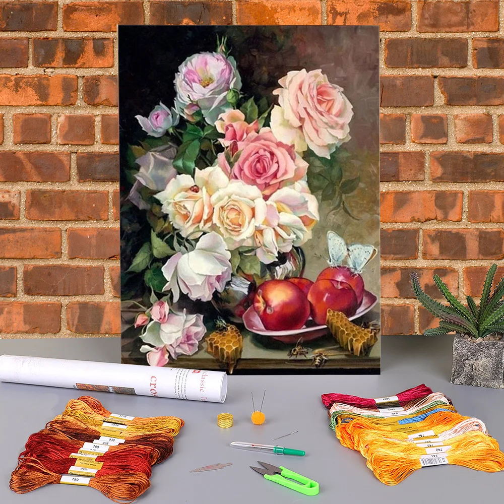 

Цветочная ваза с принтом 11CT Набор для вышивки крестом «сделай сам» DMC нитки для рукоделия Набор для вышивания Mulina