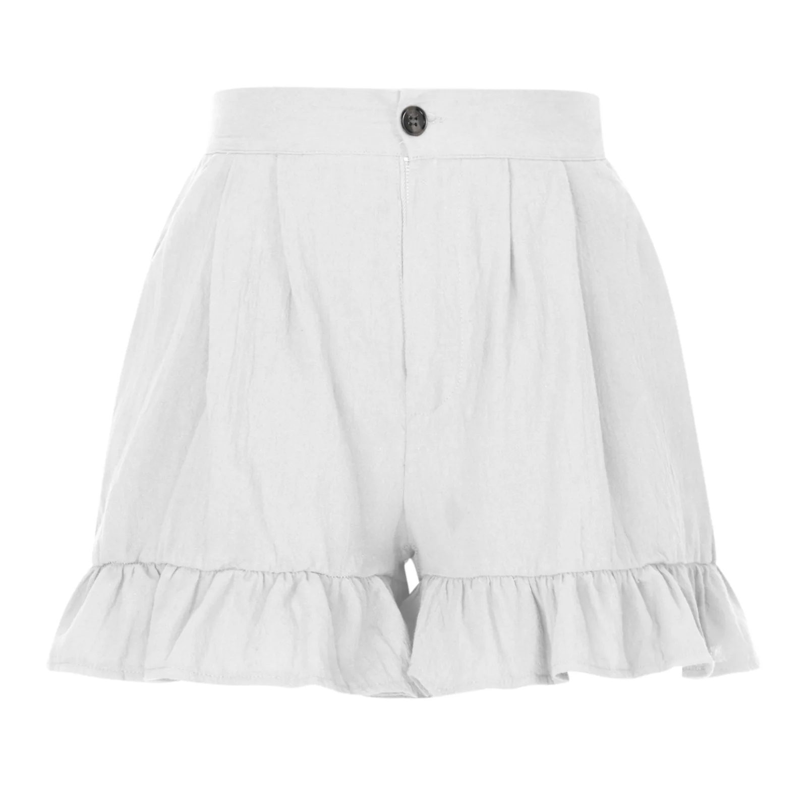 

High Waist Button Women sports shorts Wide Leg Loose Lovely Girl Trousers Casual Female Sweet Students Simple Pure Beach Party