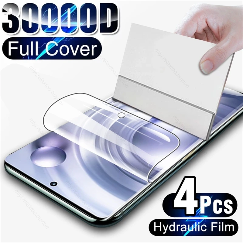 

4PCS 30000D Full Curved Soft Hydrogel Film For Vivo X80 X 80 Pro X80Pro 5G V2185A,V2145 2022 5G Screen Protectors Film Not Glass