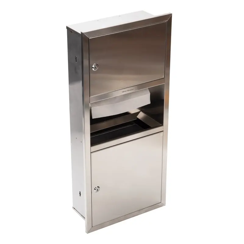 

Stainless Steel Bathroom Paper Towel Dispenser and Garbage Can, Silver