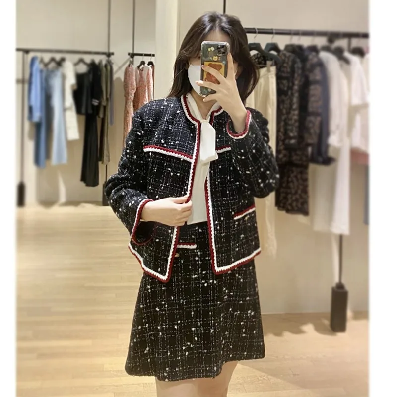 Распродажа Оригинал! Красивое элегантное твидовое короткое пальто и юбка Kafuu из