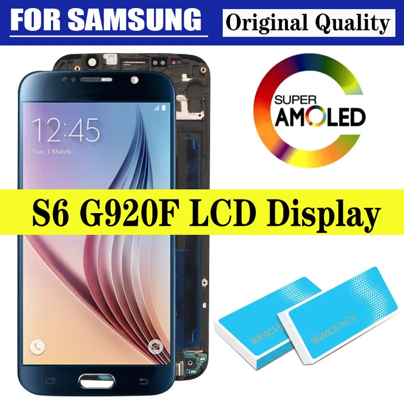 ЖК-дисплей 5 1 ''Super Amoled для SAMSUNG Galaxy S6 G920 G920F сенсорный экран с дигитайзером в