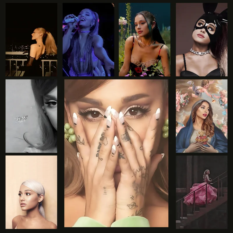 Singer A-Ariana G-Grande Poster Self-adhesive Art Waterproof Paper Sticker Coffee House Bar Room Wall Decor