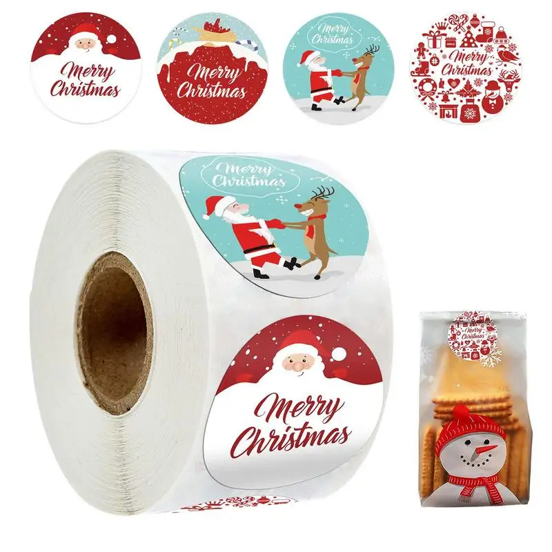 

Christmas Gift Stickers Rolls 500PCS Christmas Present Tags Gift Labels 8-Pattern Wrapping Stickers Envelope Sealing Labels For