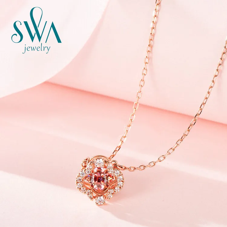 

Original New High-quality Swa Heart-shaped Women's Clavicle Necklace Jumping Geometric Round Crystal Pendant Necklace