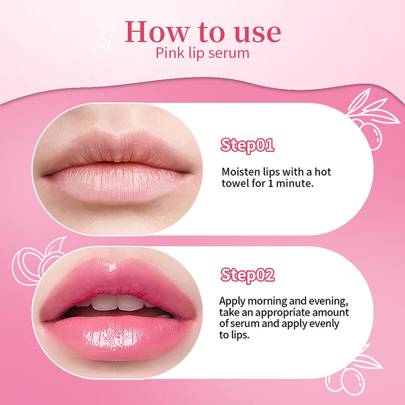 Розовая Сыворотка для ухода за губами стойкая увлажняющая розовая усилитель губ