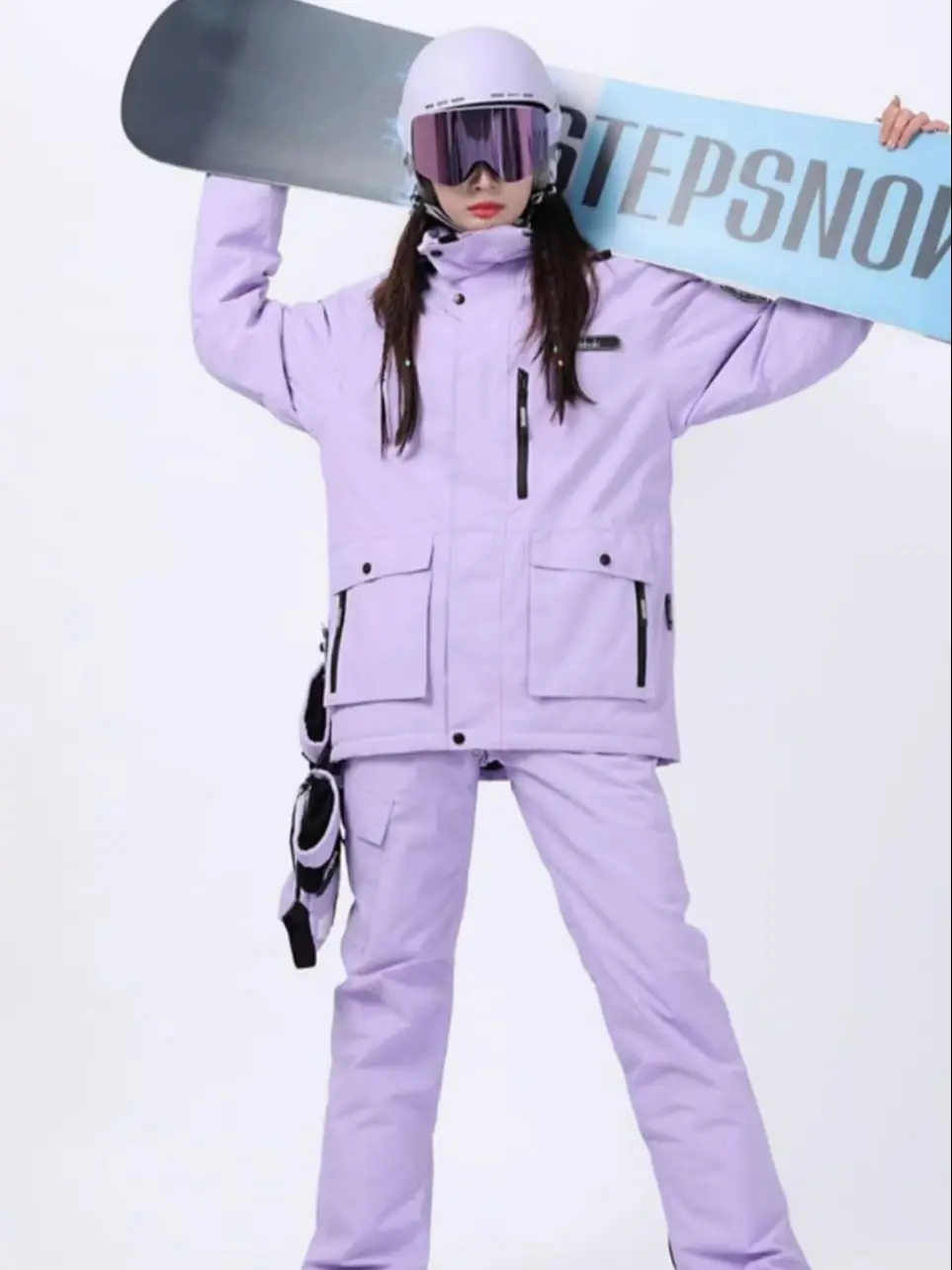 

oddivski New purple professional ski jacket women's single and double board waterproof with cotton thickening