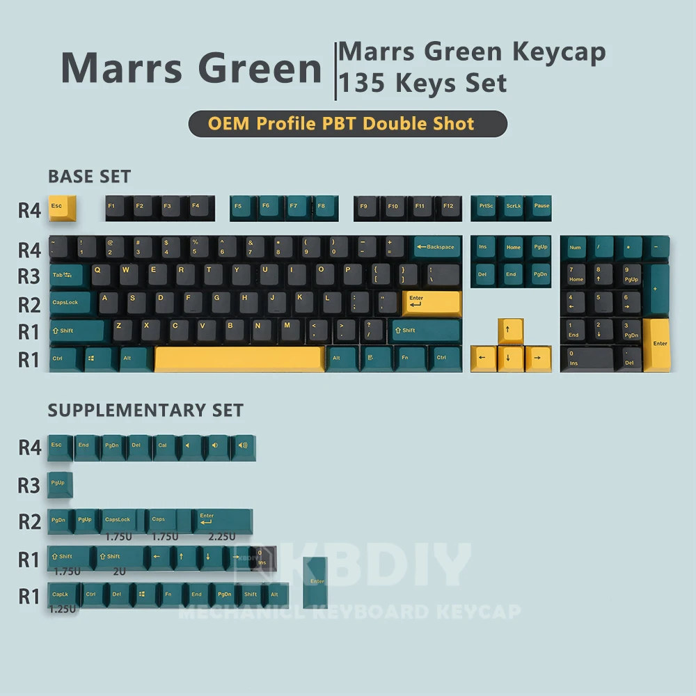 KBDiy GMK Marrs зеленый клон колпачок для клавиш OEM профиль PBT колпачки для клавиш черный зеленый 135 колпачки для механической клавиатуры MX Переключатель под заказ
