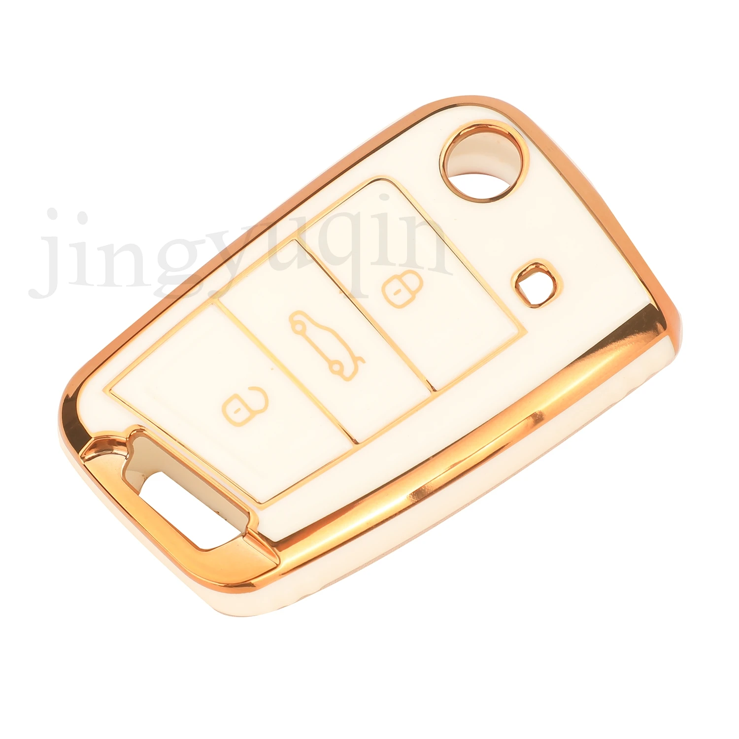 Jingyuqin ТПУ Чехол Для Ключей От Машины 3BTN Складной Брелок VW Volkswagen Golf 7 MK7 Tiguan MK2 Seat Ateca