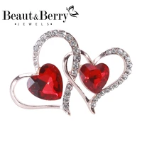 beautberry red rhinestone love heart brooches for women men classic valentines day party casual brooch pin gifts