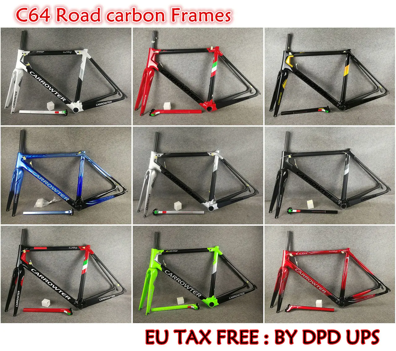 

CARROWTER C64 Carbon Road Frames T1100 UD Direct Mount Brake 2 Holes Bicycle Frameset 48 50 52 54 56cm Ship By DPD UPS For EU