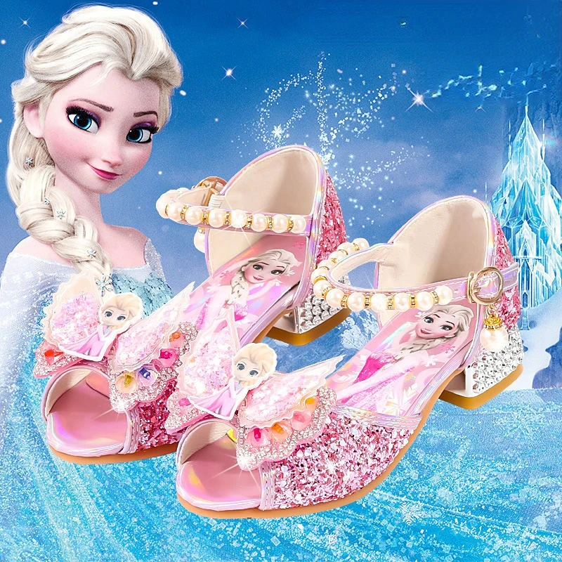 Туфли принцессы Disney для девочек Летние Босоножки с открытым носком жемчугом