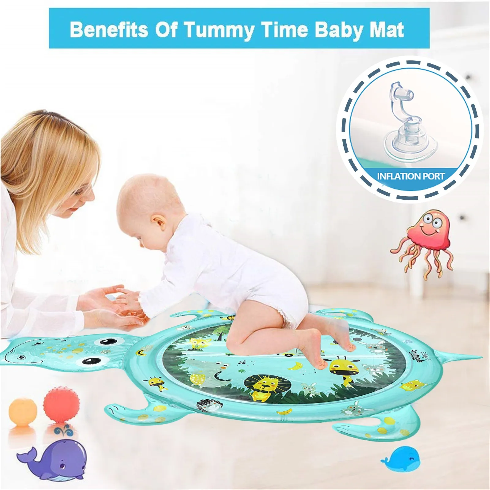 

Time Inflatable Play Mat Toy Baby Cushion Toddler Water Shape Fish Inflatable Toy Hiccup Inflatable Bed